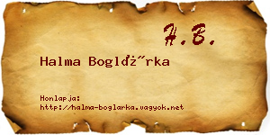 Halma Boglárka névjegykártya